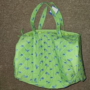 Blue Blue brand duffle bag, 18x 14in, green with blue paisleys